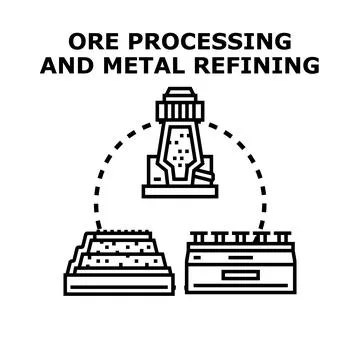 Ore processing and metal refining industry producing raw materials Illustrazione stock