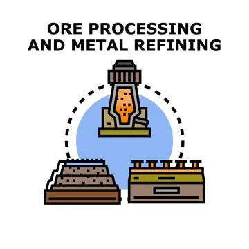 Ore processing and metal refining industry producing raw materials Illustrazione stock
