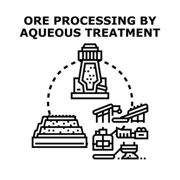 Ore processing and mineral extraction using aqueous treatment Stock Illustration