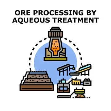 Ore processing and mineral extraction using aqueous treatment Illustrazione stock