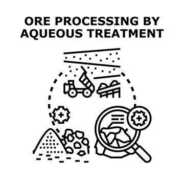 Ore processing by aqueous treatment mining industry concept Stock Illustration
