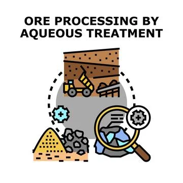 Ore processing by aqueous treatment mining industry concept Stock Illustration