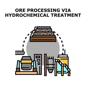 Ore processing hydrochemical treatment technology development Stock Illustration