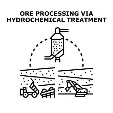 Ore processing hydrochemical treatment technology concept illustration Stock Illustration