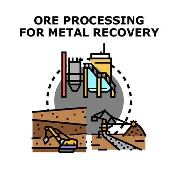 Ore processing for metal recovery industrial system Stock Illustration