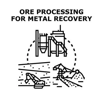 Ore processing for metal recovery industrial system Stock Illustration