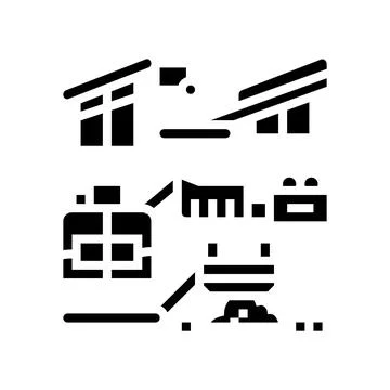 Ore processing mining glyph icon vector illustration Stock Illustration