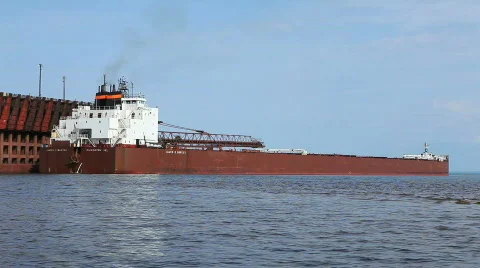 Ore Ship Backs Into Dock Stock Footage 799555