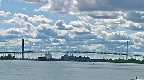 Ore ship Detroit river Video stock 33654126