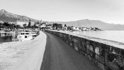 Orebic harbour wall Stock Photos