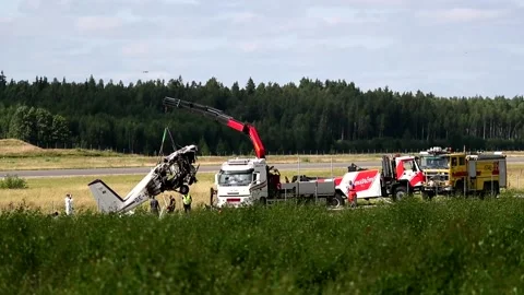 Örebro plane crash Stock Footage 164228439