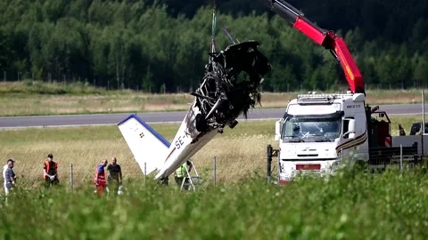 Örebro plane crash Stock Footage 164230028