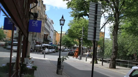 Orebro streets from sidewalk 스톡 동영상 27528108