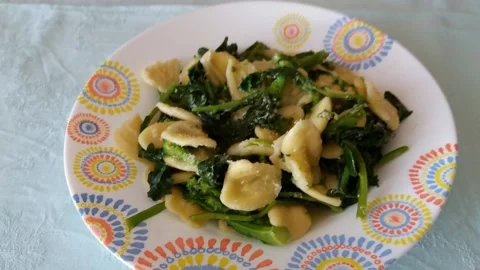 Orecchiette con le rape, Italian food Stock Footage 151889662
