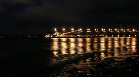 Oredock at night 스톡 동영상 22013799