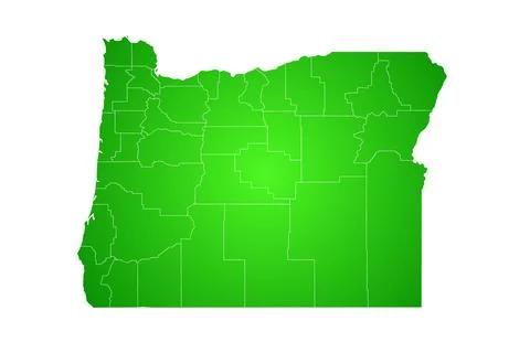 Oregon administrative map. counties map of Oregon, blank Map, empty map of .. Stock Illustration