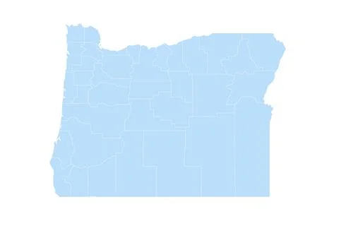 Oregon administrative map. counties map of Oregon, blank Map, empty map of .. Stock Illustration