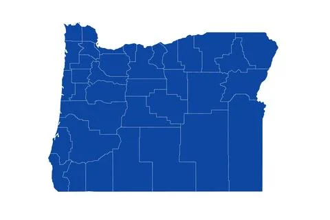 Oregon administrative map. counties map of Oregon, blank Map, empty map of .. Stock Illustration