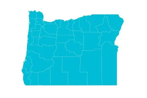 Oregon administrative map. counties map of Oregon, blank Map, empty map of .. Stock Illustration