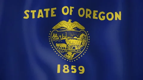 Oregon animated flag. Seamless loop. 4K Video stock 145391636
