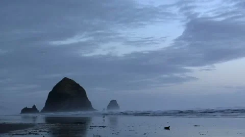 Oregon Canon Beach Timelapse Stockbeeldmateriaal 8947291