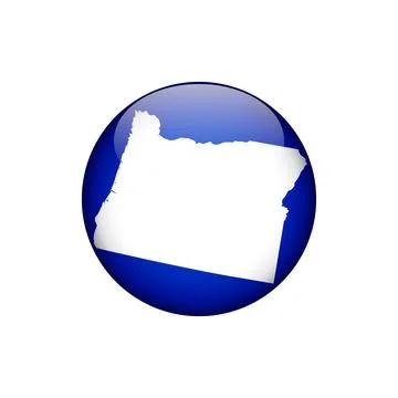 Oregon Circle Button States of US Map Icon Vector Template Illustration Desig Stock Illustration