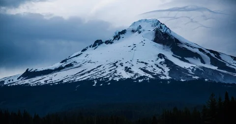 Oregon - Clouds Over a Dark Mount Hood - 4K Timelapse Stock Footage 112013982