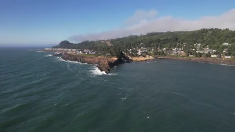 Oregon Coast Arial Push In Stock Footage 158189764