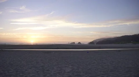 Oregon Coast Beach Sunset Stock Footage 52293867