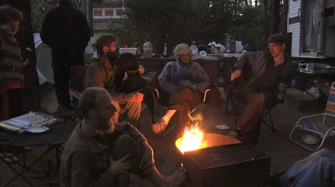 Oregon coast campfire 2 Stock Footage 986333