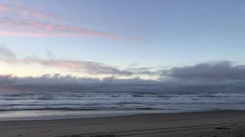 Oregon Coast Landscape Moving Time Lapse: North Spit Sunset Video stock 148057281
