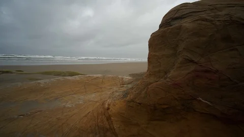 Oregon Coast Pacific Ocean Beach Sandstorm Clip 3 Stock Footage