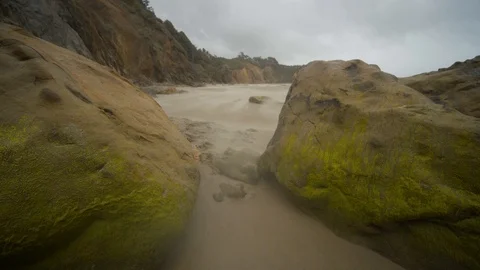 Oregon Coast Pacific Ocean Beach Sandstorm Clip 4 Stock Footage 124442904