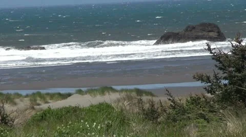 Oregon Coast in Spring with Wind medium Rock 스톡 동영상 11263275
