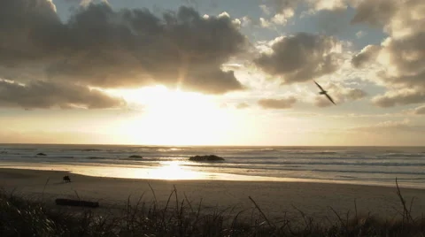 Oregon Coast Before Sunset Scenic Video stock 69065266