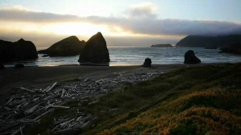 Oregon Coast Sunset, time lapse-HD 스톡 동영상 835992