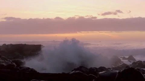 Oregon Coast Waves and Sunset - Yachats (sound included) Stock Footage 280512729