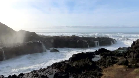 Oregon Coast Waves - Devils Churn (1 of 2) Sound Included Stock Footage 280512698