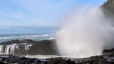 Oregon Coast Waves - Devils Churn (2 of 2) Stock Footage 280512708