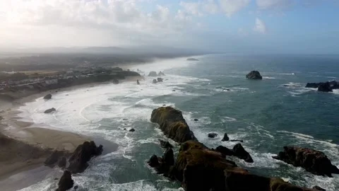 Oregon Coastal Rock Formations Stock Footage 228755486