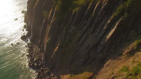Oregon Coastline Cliff Aerial Shot Stock Footage