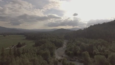 Oregon Countryside River Flyover Stock Footage 145271906