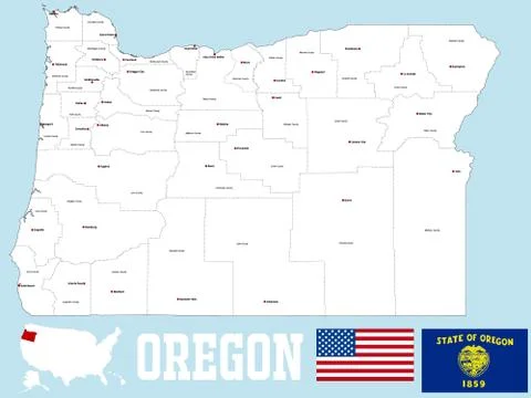 Oregon county map Stock Illustration