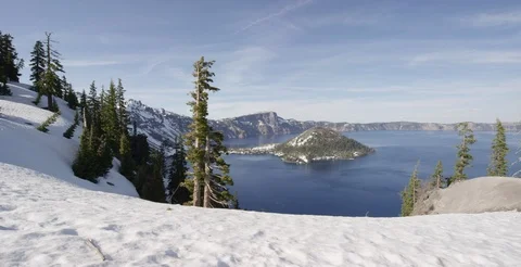 Oregon - Crater Lake Day Clouds - 6K Slow Motion Stock-Footage 111982969