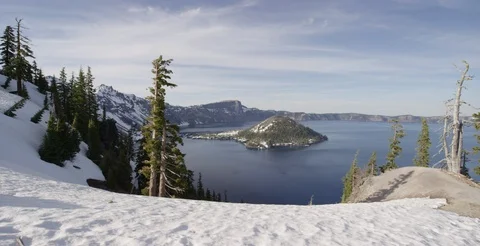Oregon - Crater Lake Day Clouds 2 - 6K Slow Motion Stock Footage 111982992