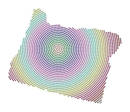 Oregon dotted map. Digital style shape of Oregon. Tech icon of the us state.. Illustrazione stock