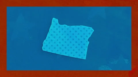 Oregon Election Map Animation on Blue Background Vidéo 347570267
