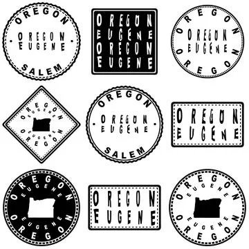 Oregon Eugene Seal Map Design Stock Illustration
