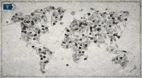 Oregon Eugene Stamp World Map Stock Illustration