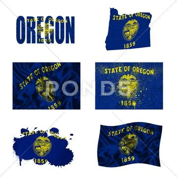 Oregon flag collage Stock Illustration